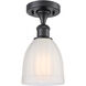 Ballston Brookfield LED 5.75 inch Matte Black Semi-Flush Mount Ceiling Light in White Glass, Ballston