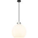 Newton Sphere 1 Light 16 inch Matte Black Pendant Ceiling Light in Matte White Glass