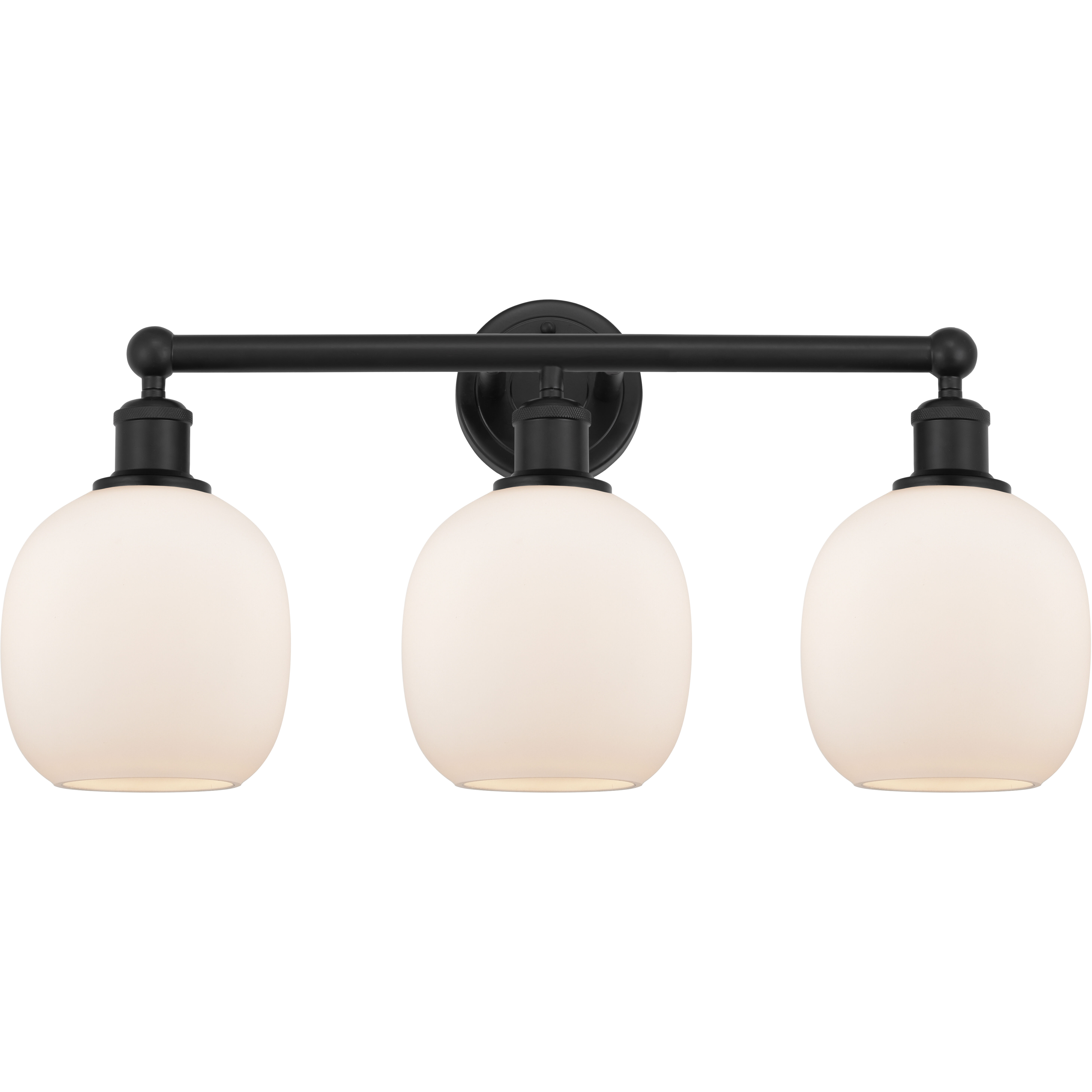 Edison Belfast 3 Light 24 inch Matte Black Bath Vanity Light Wall Light in Matte White Glass