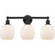 Edison Belfast 3 Light 24 inch Matte Black Bath Vanity Light Wall Light in Matte White Glass