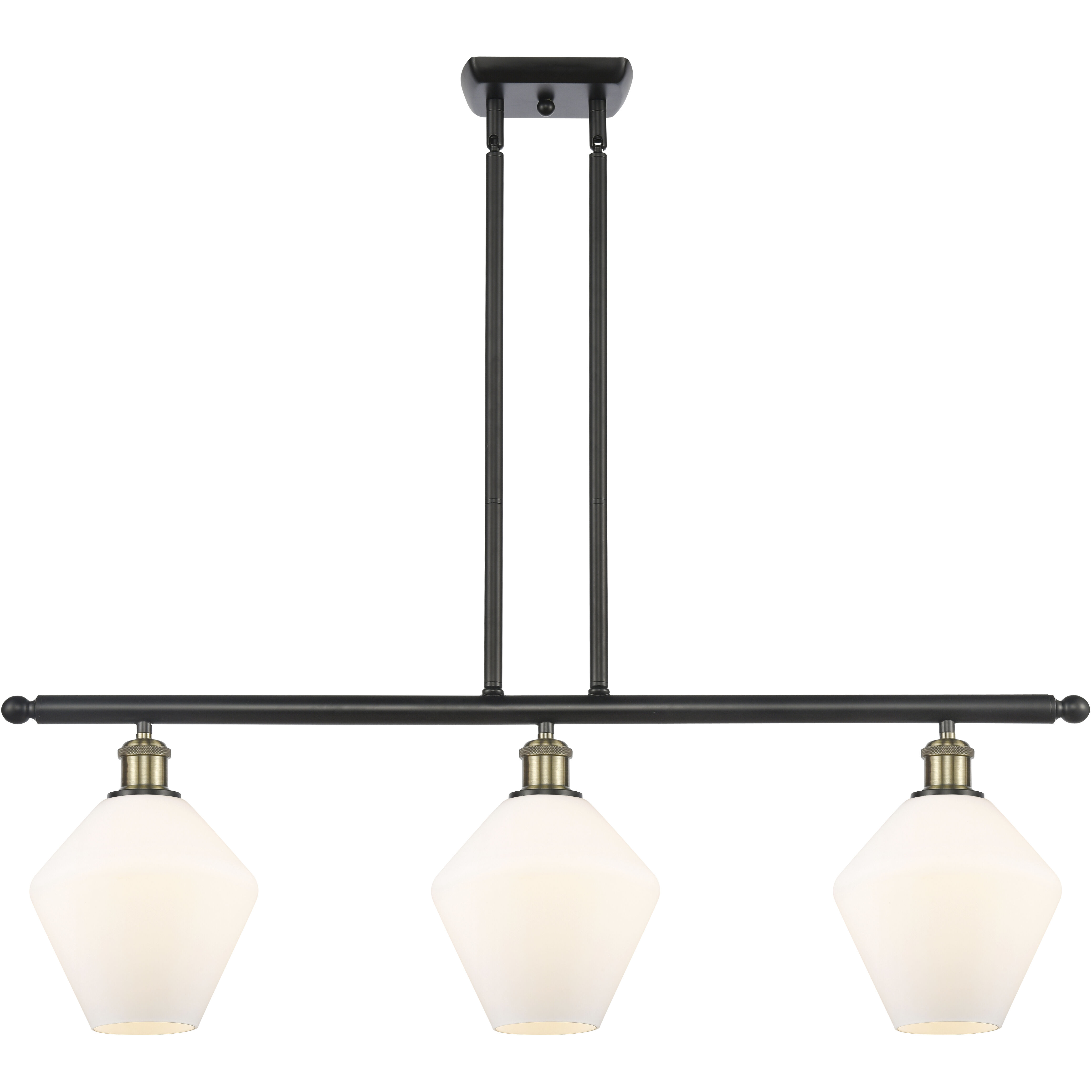 Ballston Cindyrella 3 Light 36 inch Black Antique Brass Island Light Ceiling Light in Incandescent, Matte White Glass