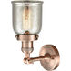 Franklin Restoration Small Bell LED 5 inch Antique Copper Sconce Wall Light in Silver Plated Mercury Glass, Franklin Restoration
