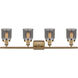 Ballston Small Bell LED 36 inch Brushed Brass Bath Vanity Light Wall Light in Plated Smoke Glass