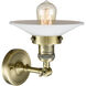 Franklin Restoration Halophane 1 Light 9 inch Antique Brass Sconce Wall Light in Incandescent, Matte White Halophane Glass, Franklin Restoration