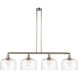Franklin Restoration Bell LED 54 inch Polished Nickel Island Light Ceiling Light in Clear Deco Swirl Glass