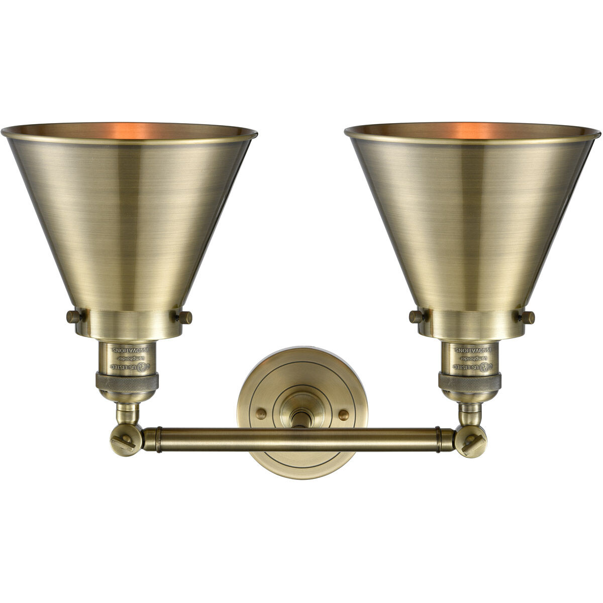 Franklin Restoration Appalachian 2 Light 18 inch Antique Brass Bath Vanity Light Wall Light in Incandescent, Franklin Restoration