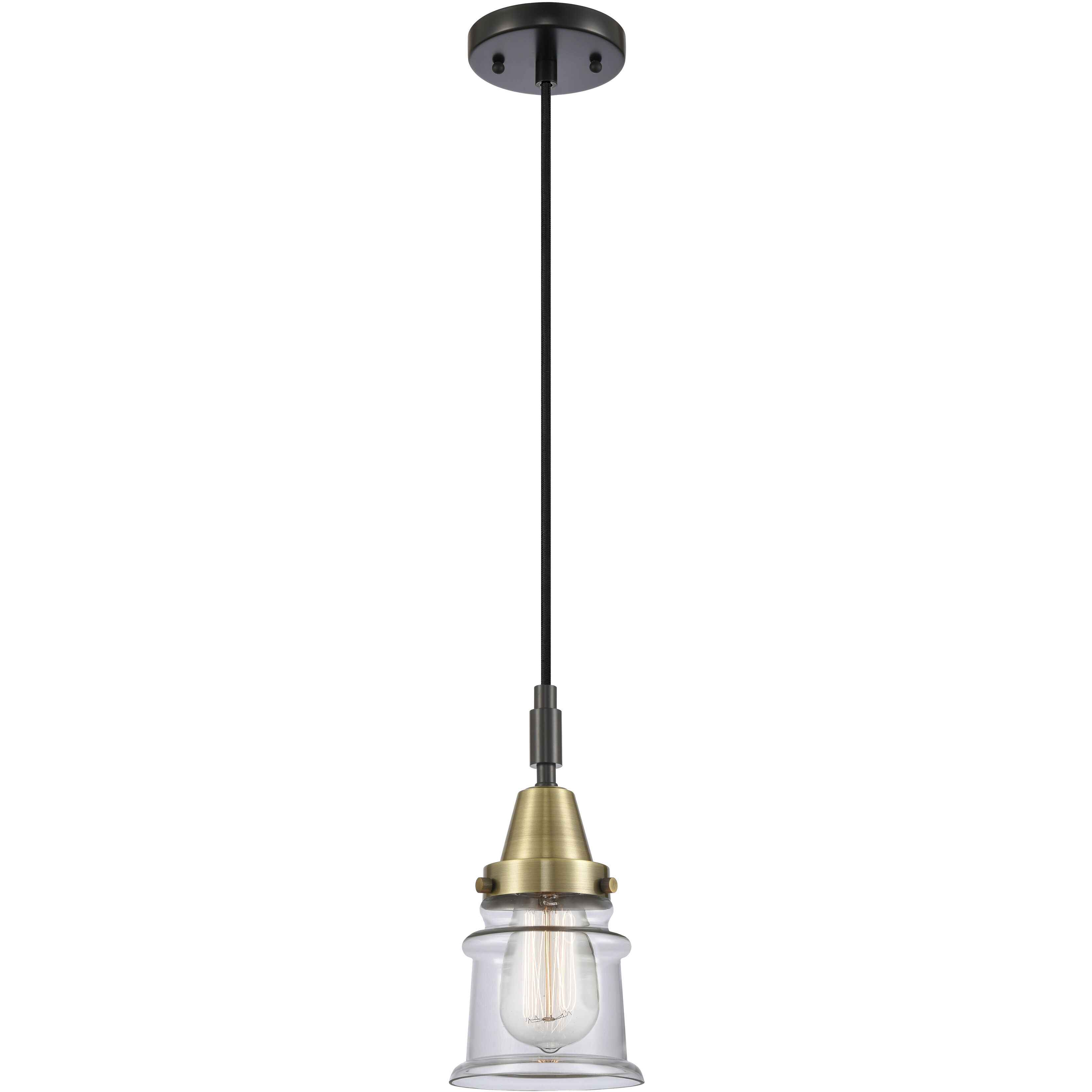 Downtown Urban Canton 1 Light 5.25 inch Black Antique Brass Mini Pendant Ceiling Light in Clear