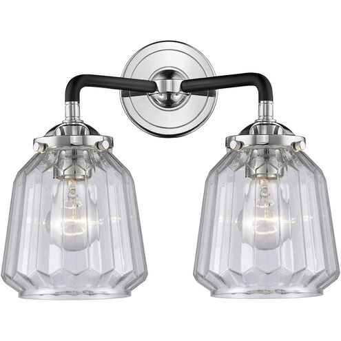 Nouveau Chatham LED 14 inch Black Polished Nickel Bath Vanity Light Wall Light in Clear Glass, Nouveau