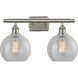 Ballston Athens 2 Light 16 inch Brushed Satin Nickel Bath Vanity Light Wall Light in Clear Crackle Glass, Ballston