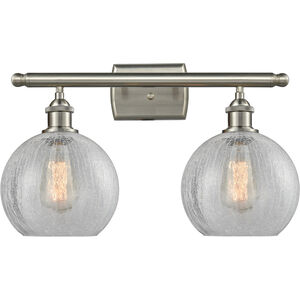 Ballston Athens 2 Light 16 inch Brushed Satin Nickel Bath Vanity Light Wall Light in Clear Crackle Glass, Ballston
