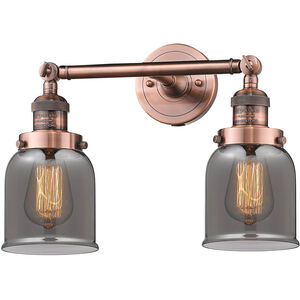 Franklin Restoration Small Bell LED 5 inch Antique Copper Bath Vanity Light Wall Light in Plated Smoke Glass, Franklin Restoration