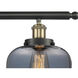 Ballston Large Bell 3 Light 36 inch Black Antique Brass Island Light Ceiling Light in Light Smoke Glass