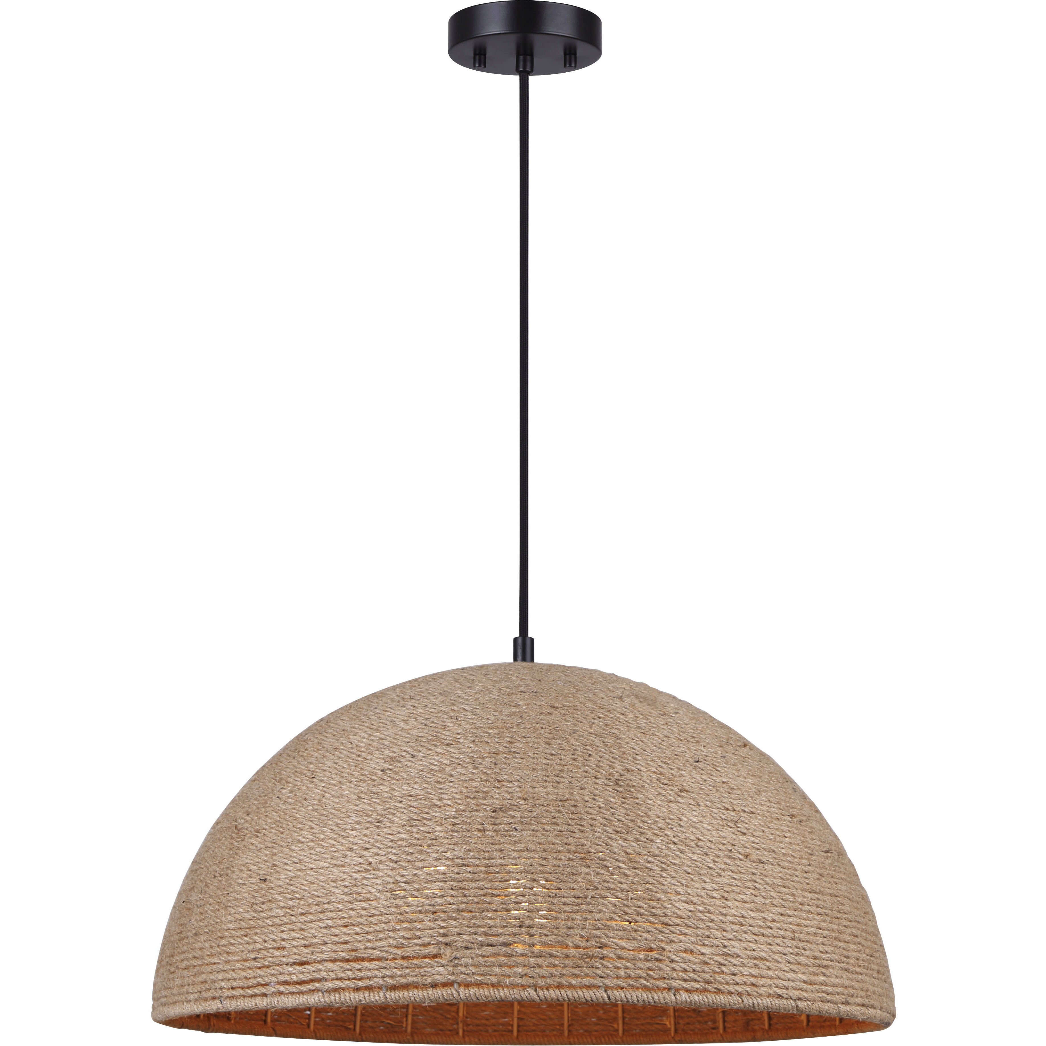 Aubrie 3 Light 20 inch Matte Black/Rope Color Pendant Ceiling Light