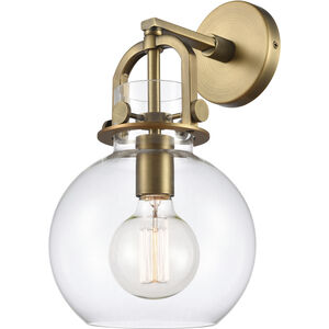 Newton Sphere 1 Light 8 inch Brushed Brass Sconce Wall Light in Clear Glass