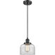 Ballston Large Bell 1 Light 8 inch Matte Black Mini Pendant Ceiling Light in Clear Glass, Ballston