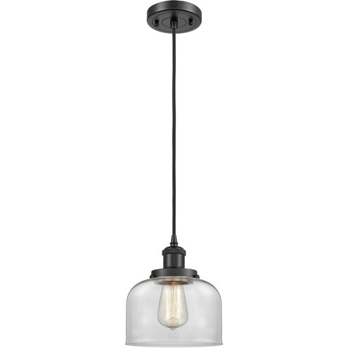Ballston Large Bell 1 Light 8 inch Matte Black Mini Pendant Ceiling Light in Clear Glass, Ballston