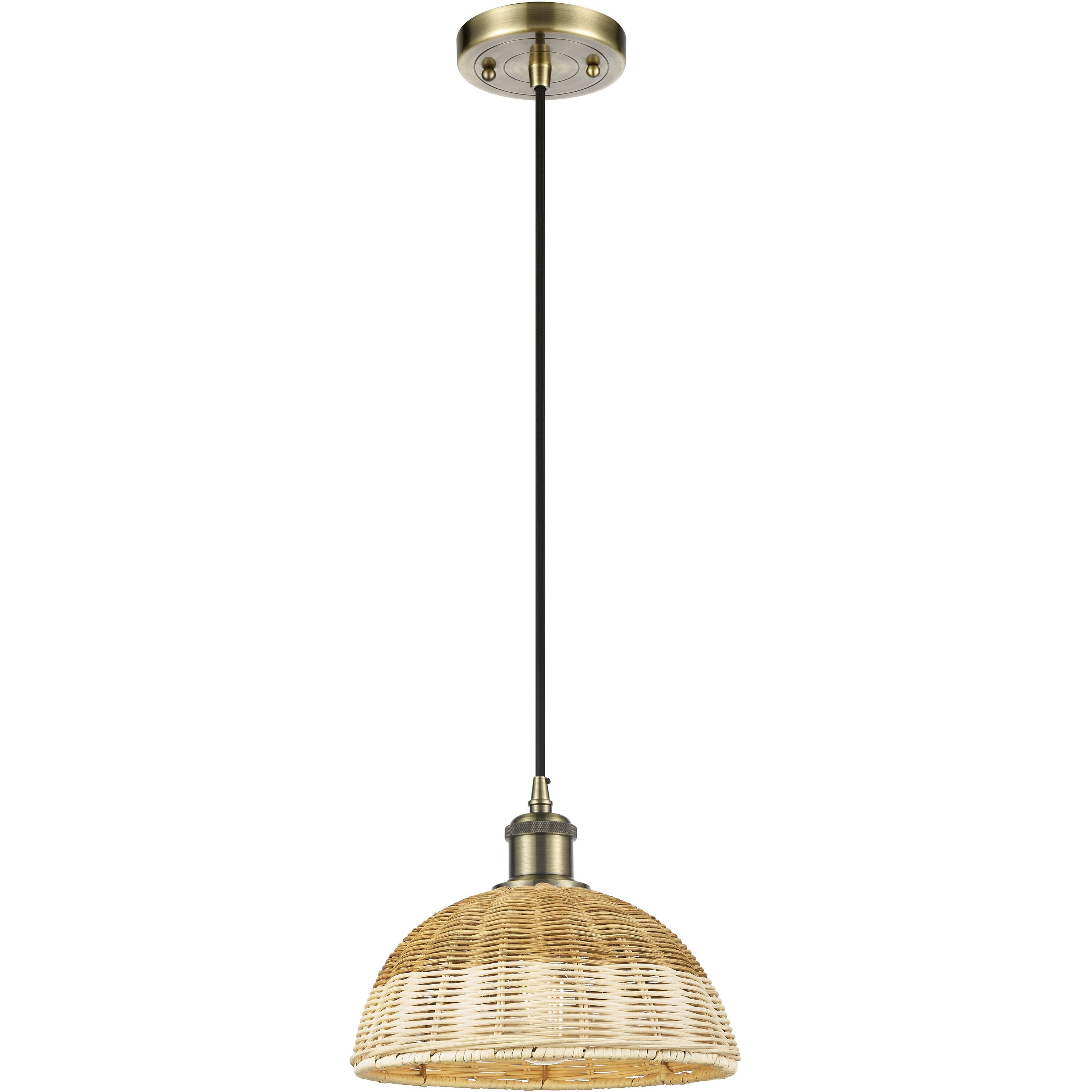 Ballston Bristol Natural II 1 Light 9 inch Antique Brass Mini Pendant Ceiling Light