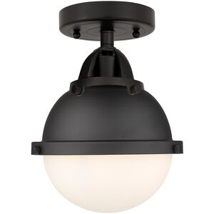 Nouveau 2 Hampden 1 Light 7 inch Matte Black Semi-Flush Mount Ceiling Light in Matte White Glass