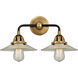 Nouveau 2 Halophane LED 17 inch Black Antique Brass and Matte Black Bath Vanity Light Wall Light in Clear Halophane Glass