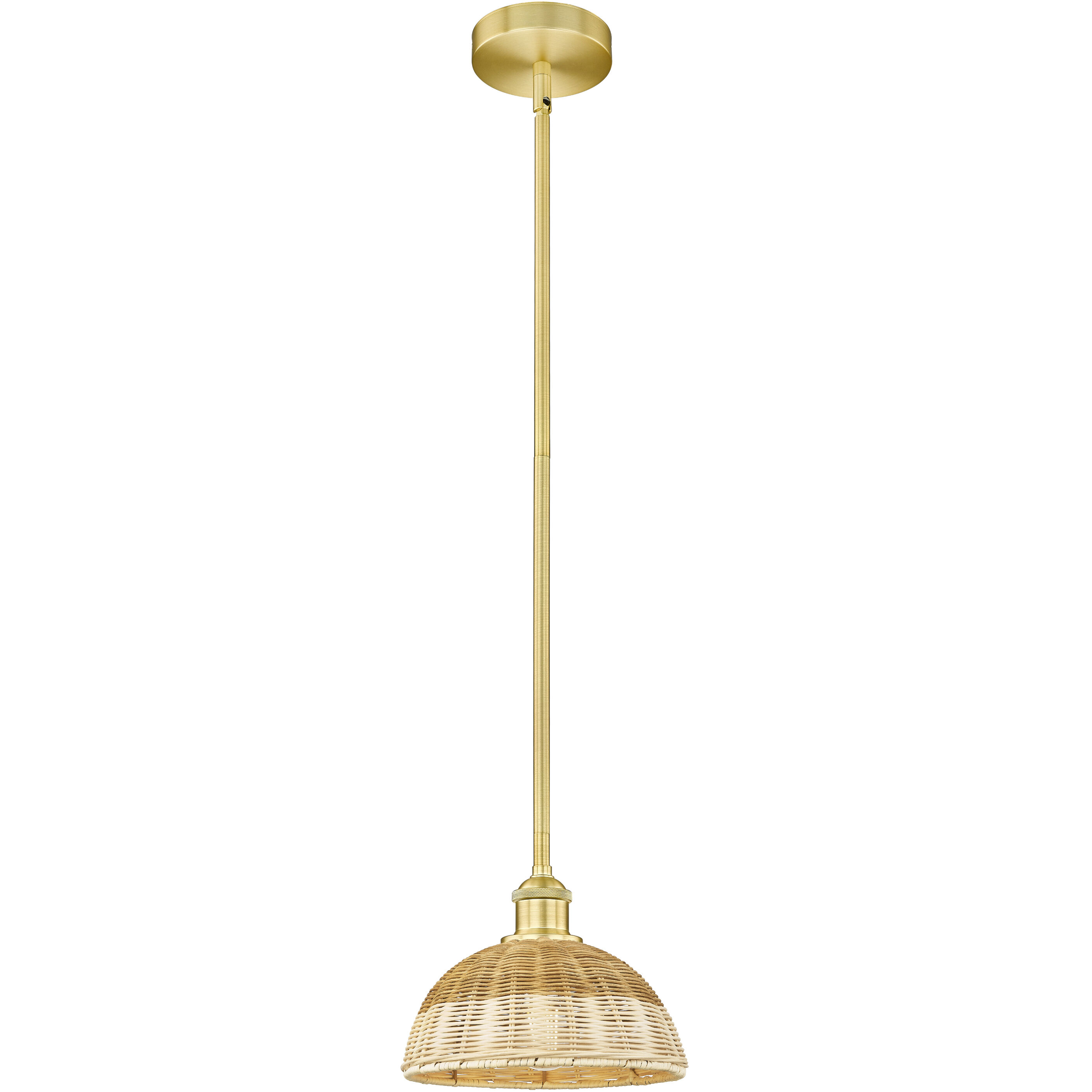 Edison Bristol Natural II 1 Light 9 inch Satin Gold Mini Pendant Ceiling Light