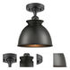 Edison Adirondack 1 Light 8.25 inch Matte Black Semi-Flush Mount Ceiling Light