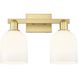 Arcadia Bella 2 Light 16.5 inch Satin Gold Bath Vanity Light Wall Light in White