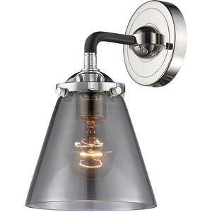 Nouveau Small Cone 1 Light 6 inch Black Polished Nickel Sconce Wall Light in Plated Smoke Glass, Nouveau