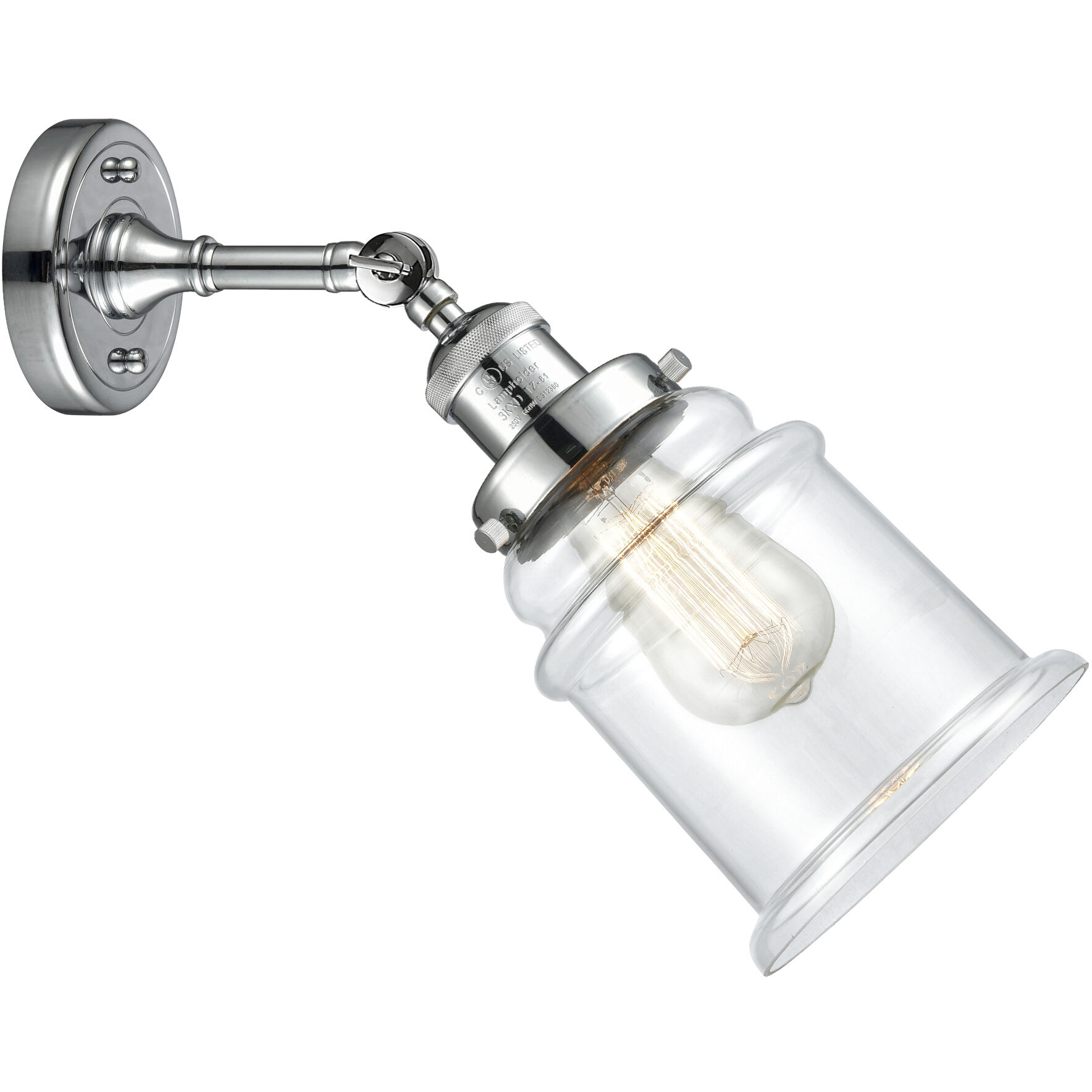 Franklin Restoration Canton 1 Light 7 inch Polished Chrome Sconce Wall Light in Clear Glass, Franklin Restoration