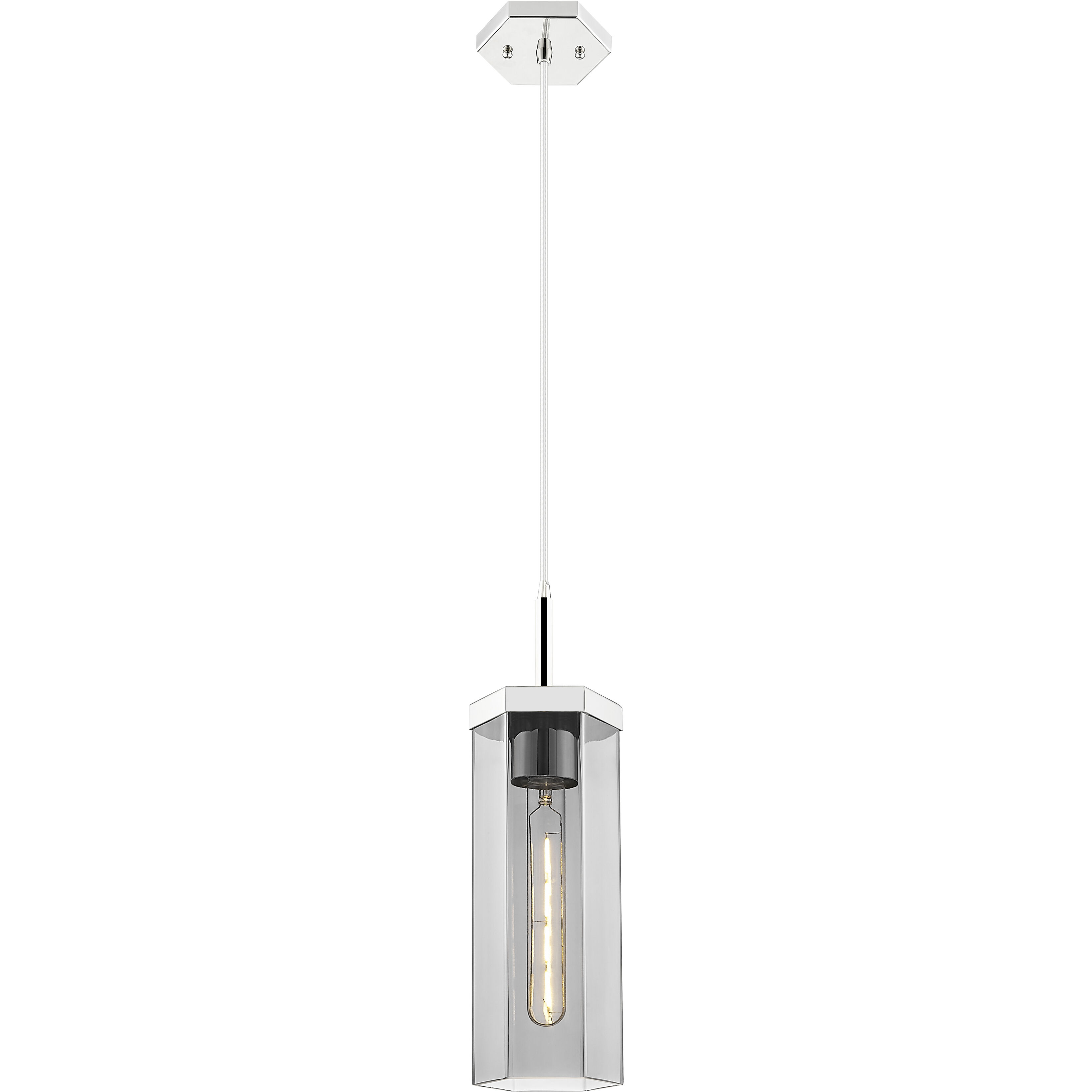 Downtown Urban Blakeley 1 Light 5 inch Polished Nickel Pendant Ceiling Light in Light Smoke Glass
