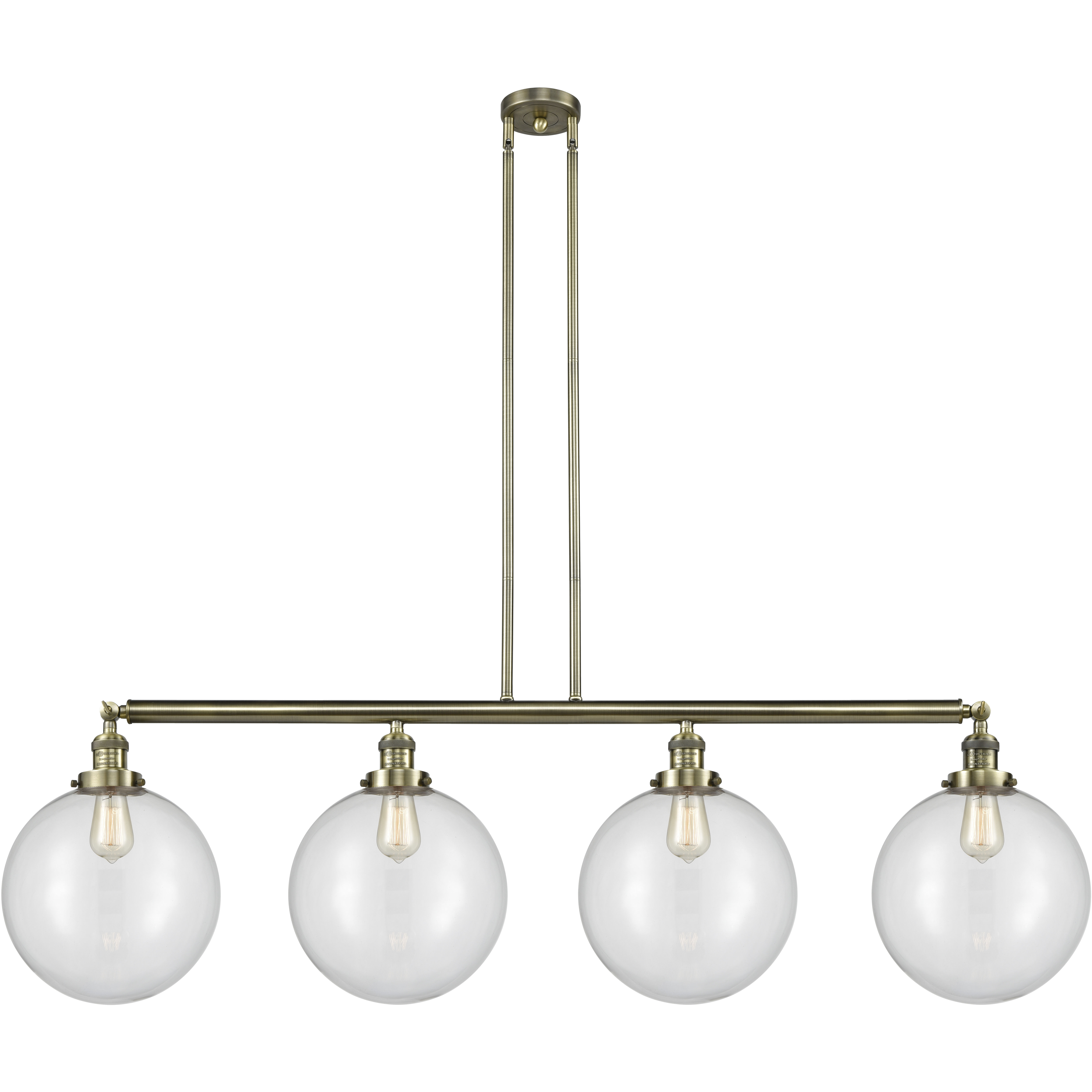 Franklin Restoration XX-Large Beacon LED 56 inch Antique Brass Island Light Ceiling Light in Clear Glass, Franklin Restoration
