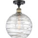 Ballston Large Deco Swirl LED 10 inch Black Antique Brass Semi-Flush Mount Ceiling Light, Ballston