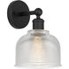 Edison Dayton 1 Light 6 inch Matte Black Sconce Wall Light in Clear Glass