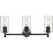 Downtown Urban Crown Point 3 Light 23.88 inch Matte Black Bath Vanity Light Wall Light in Seedy