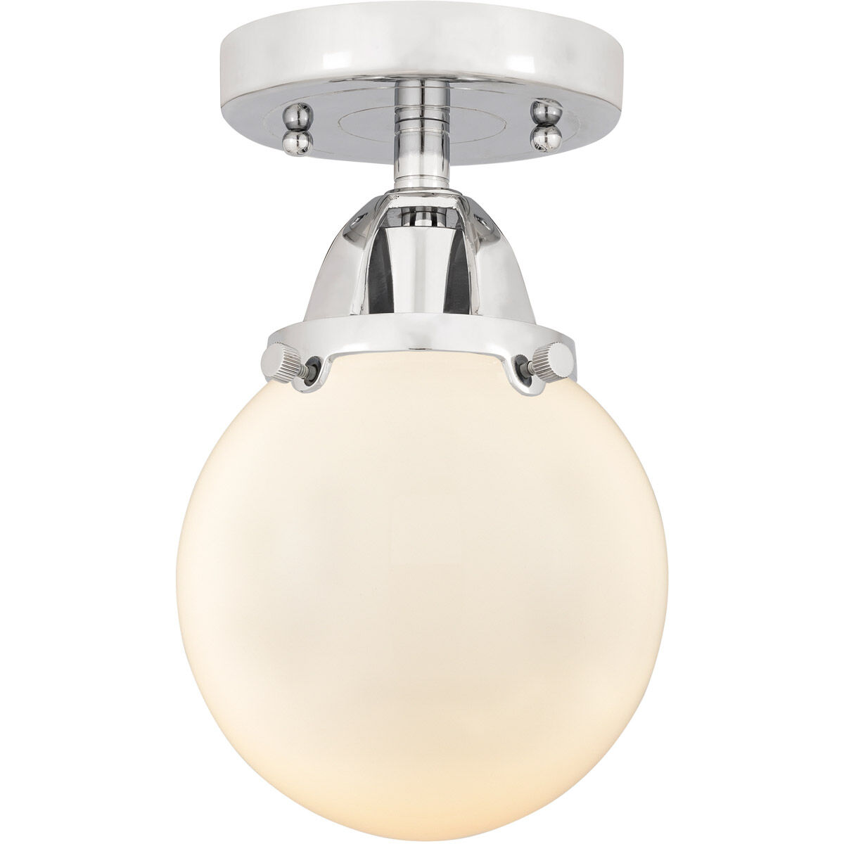 Nouveau 2 Beacon 1 Light 6 inch Polished Chrome Semi-Flush Mount Ceiling Light in Matte White Glass