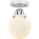 Nouveau 2 Beacon 1 Light 6 inch Polished Chrome Semi-Flush Mount Ceiling Light in Matte White Glass