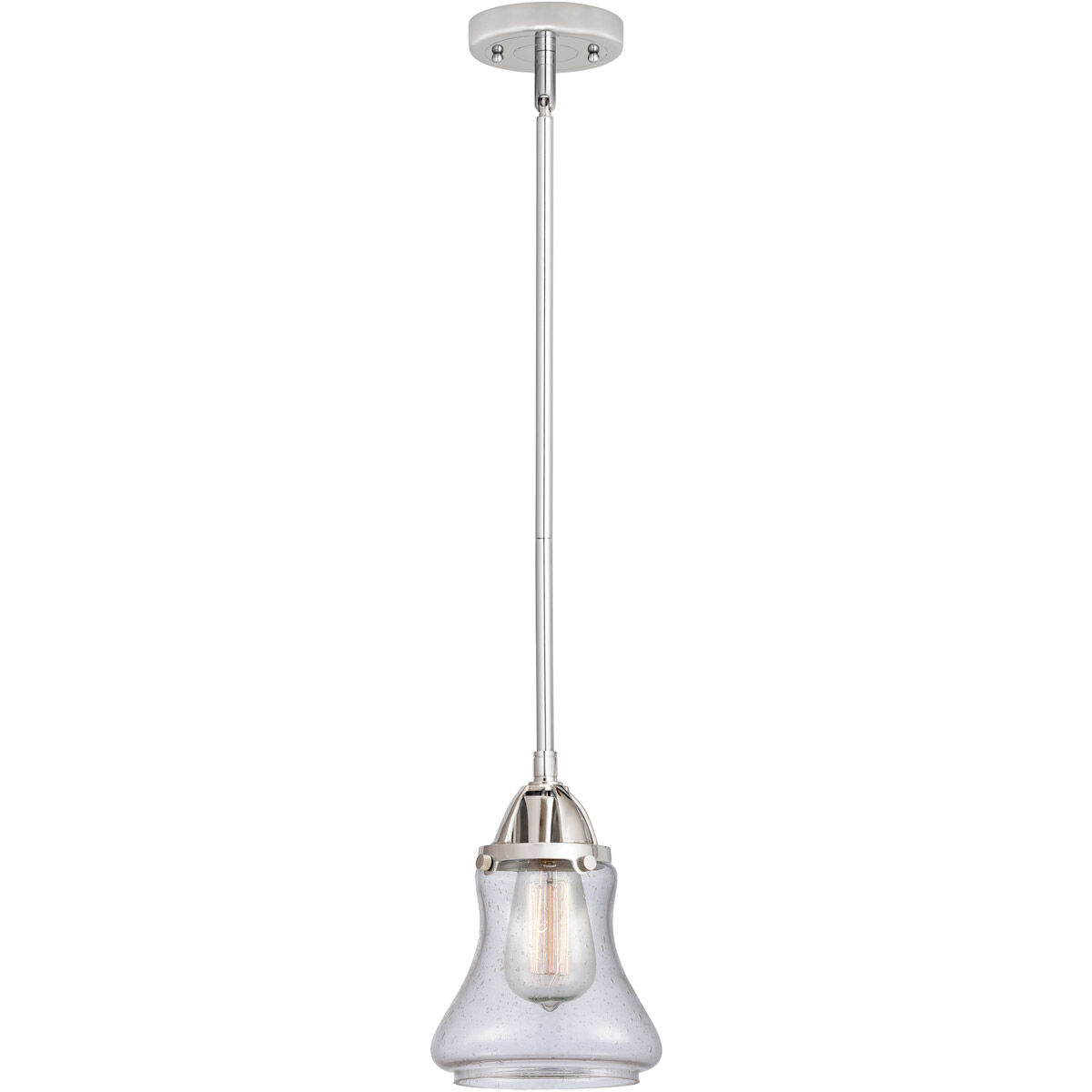 Nouveau 2 Bellmont LED 6 inch Polished Chrome Mini Pendant Ceiling Light in Seedy Glass