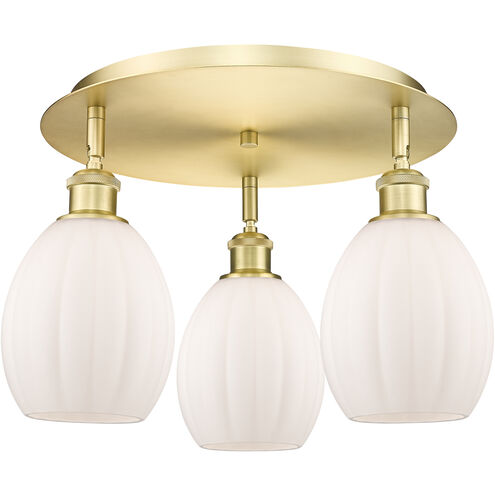 Eaton 3 Light 17.25 inch Satin Gold Flush Mount Ceiling Light in Matte White