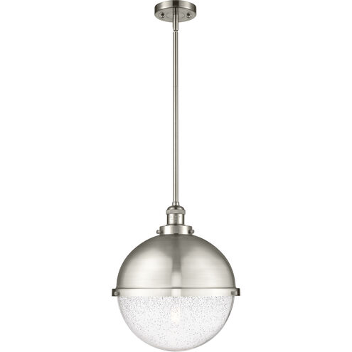 Franklin Restoration Hampden LED 12.88 inch Brushed Satin Nickel Pendant Ceiling Light in Seedy Glass