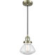 Franklin Restoration Olean LED 6.75 inch Antique Brass Mini Pendant Ceiling Light in Clear, Franklin Restoration