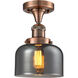 Franklin Restoration Large Bell 1 Light 8 inch Antique Copper Semi-Flush Mount Ceiling Light in Light Smoke Glass, Franklin Restoration