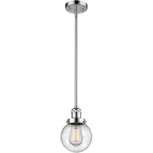 Franklin Restoration Beacon LED 6 inch Polished Chrome Mini Pendant Ceiling Light in Seedy Glass, Franklin Restoration