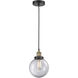 Beacon 1 Light 8 inch Black Antique Brass and Clear Mini Pendant Ceiling Light
