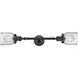 Franklin Restoration Small Bell LED 16 inch Matte Black Bath Vanity Light Wall Light in Seedy Glass, Franklin Restoration