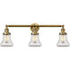 Franklin Restoration Bellmont 3 Light 30 inch Brushed Brass Bath Vanity Light Wall Light in Clear Glass, Franklin Restoration
