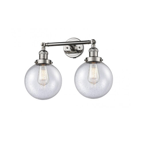 Franklin Restoration Large Beacon LED 19 inch Polished Nickel Bath Vanity Light Wall Light in Seedy Glass, Franklin Restoration