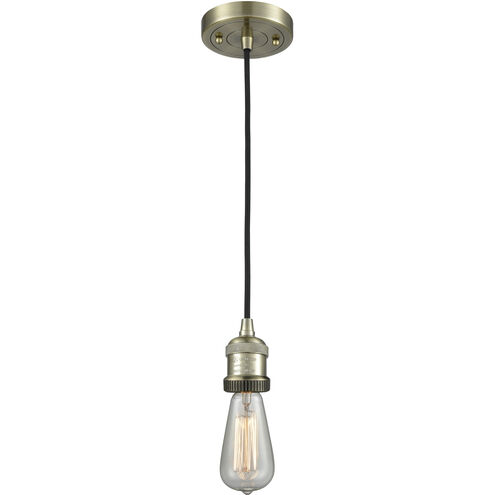 Franklin Restoration Bare Bulb 1 Light 2 inch Antique Brass Mini Pendant Ceiling Light in Incandescent