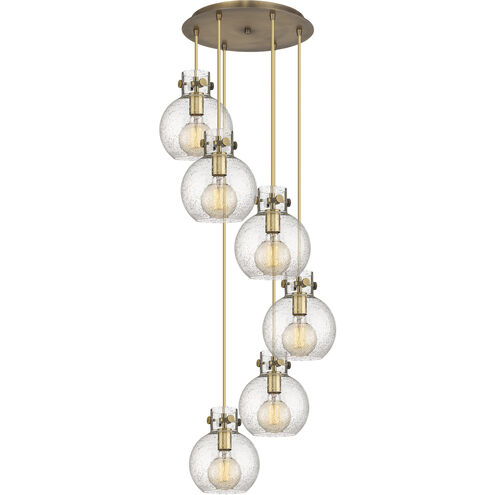 Newton Sphere 6 Light 18.63 inch Brushed Brass Multi Pendant Ceiling Light in Seedy Glass