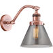 Franklin Restoration Large Cone LED 8 inch Antique Copper Sconce Wall Light in Plated Smoke Glass, Franklin Restoration