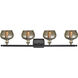 Ballston Fenton 4 Light 36 inch Black Antique Brass Bath Vanity Light Wall Light in Mercury Glass, Ballston