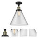 Franklin Restoration X-Large Cone 1 Light 12 inch Black Antique Brass Semi-Flush Mount Ceiling Light in Clear Glass, Franklin Restoration